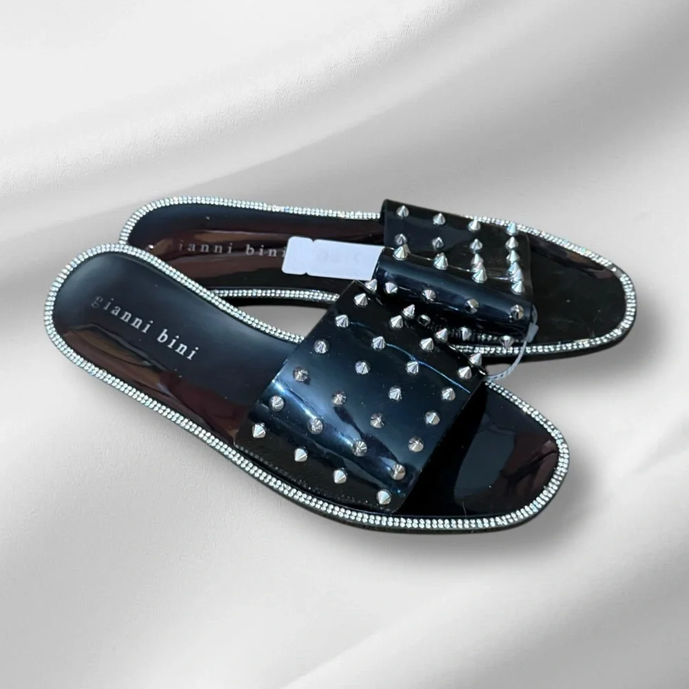 Gianni Bini Black‎ Spiked Slides nwt